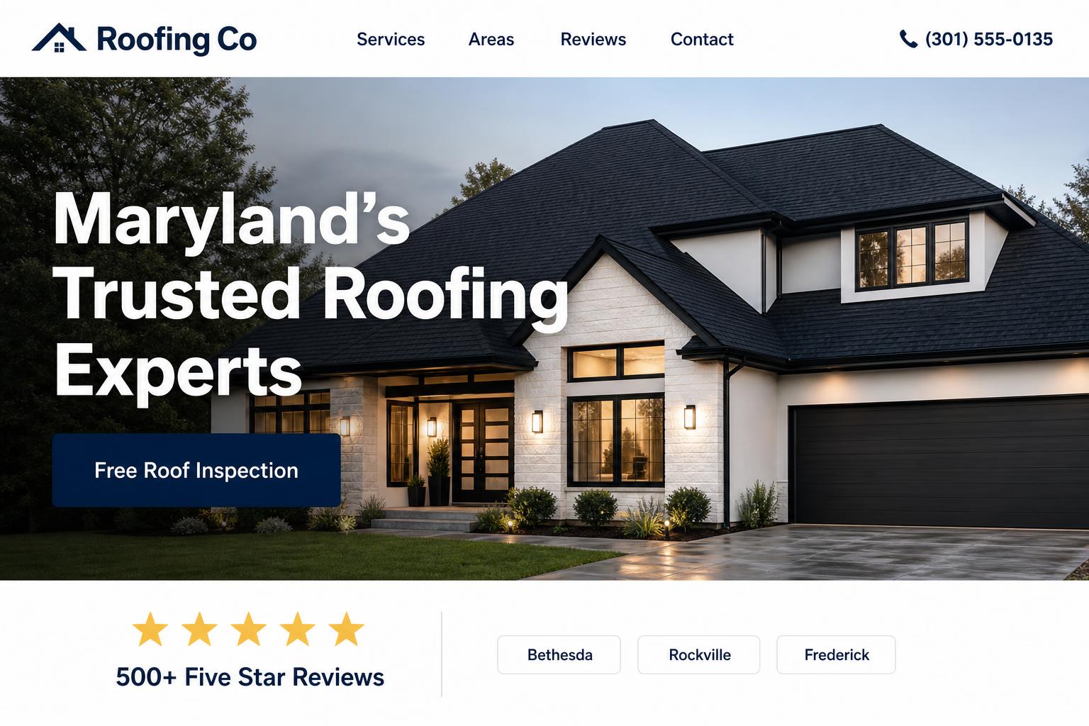 Modern roofing contractor website preview