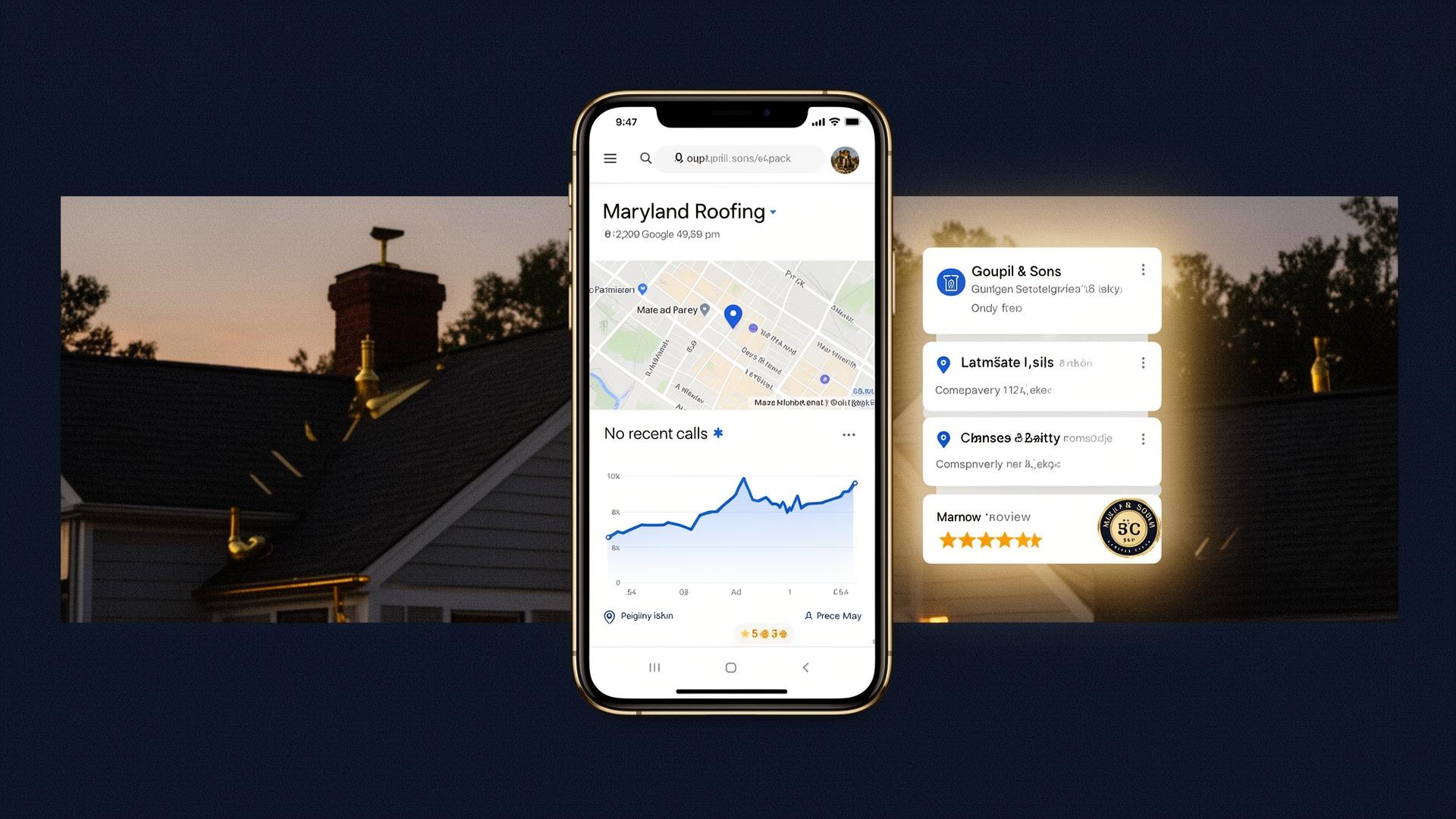 Why Maryland roofing websites fail to generate calls. Mobile conversion, local Google visibility, and homeowner trust signals.